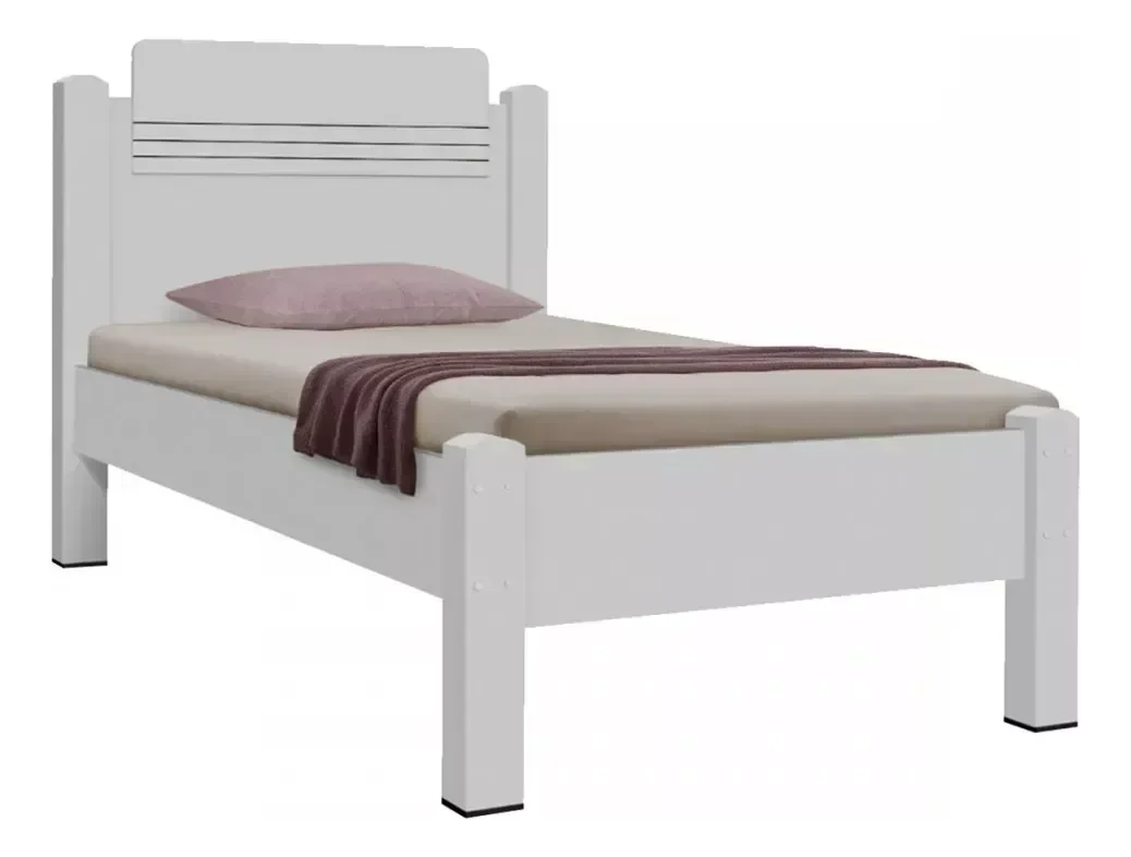 Ver imagem 2 de Cama Solteiro Mdf Moderna e Simplicidade Branca 188x88