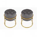 Ver imagem 1 de Kit 2 Puff Banqueta Estofado Decorativo Base de Ferro Capitonê Suede Grafite do Lar Móveis e