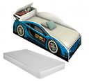 Ver imagem 1 de Cama Infantil Carro Baú Quarto Criança Montessoriana Grade Conforto Proteção com Colchão Cor Azul