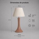 Ver imagem 3 de Abajour Paris Grande c/ Cúpula Tecido Decorativo de Cerâmica para Sala e Mesa Mocha Mousse