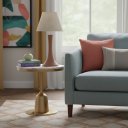 Ver imagem 2 de Abajour Paris Grande c/ Cúpula Tecido Decorativo de Cerâmica para Sala e Mesa Mocha Mousse