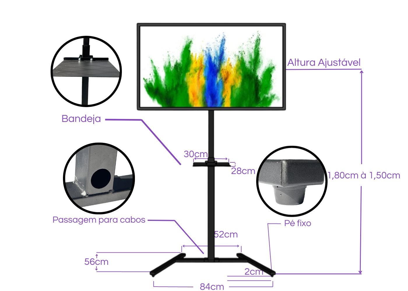 Pedestal Tv 14 a 75 Suportaço Ped-01.2