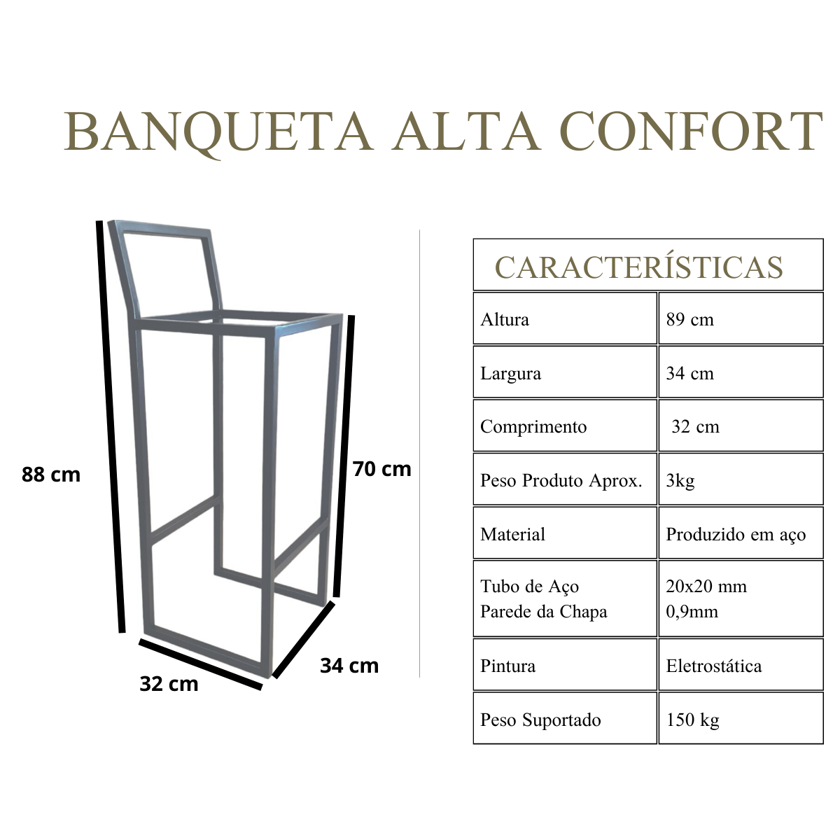 Banqueta Alta Confort com Assento Estofado Don Castro Decor Branco - 2