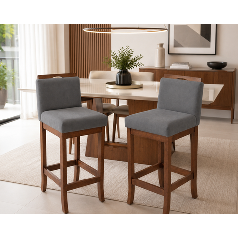 Conjunto 2 Banquetas Alta em Madeira Maciça Londres CCS Interiores