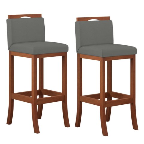 Conjunto 2 Banquetas Alta em Madeira Maciça Londres CCS Interiores