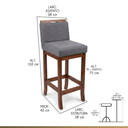 Ver imagem 4 de Conjunto 2 Banquetas Alta em Madeira Maciça Londres CCS Interiores Cinza