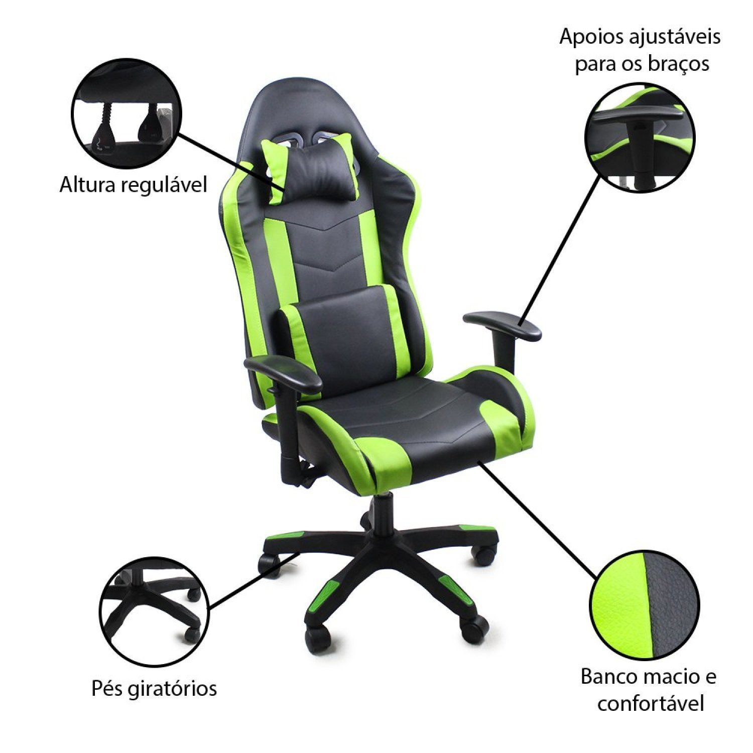 Cadeira Gamer Fun Ergonômica Reclinável Giratória Oficial WebShop - 5