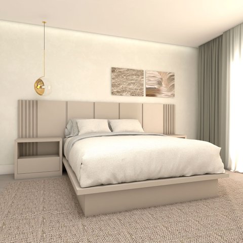 Cabeceira Cama Casal Ripada 2,70m Tn 100% Mdf Casa Lar Cor:titânio