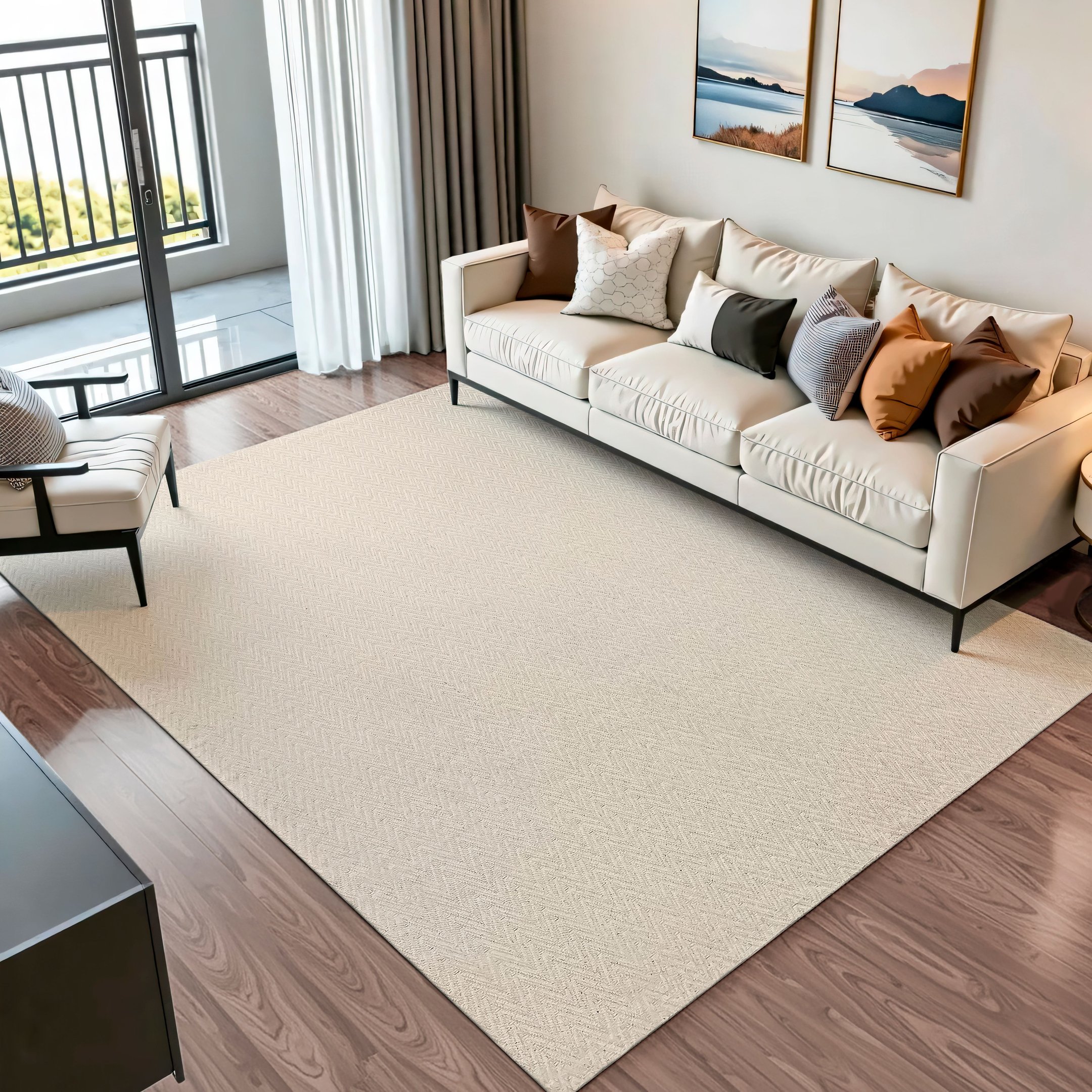 Tapete Sala 200 X 250 Boho Moderno 100% Algodão Decoração Minimalista Cru | MadeiraMadeira