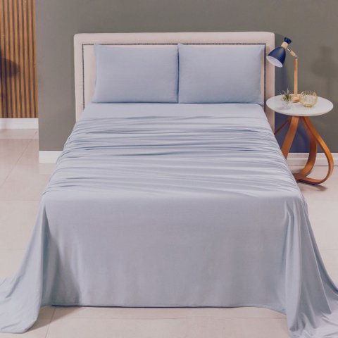 Jogo de Lençol Cama King 4 Peças 100% Algodão Malha Penteada:cinza