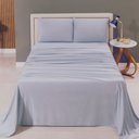 Ver imagem 1 de Jogo de Lençol Cama King 4 Peças 100% Algodão Malha Penteada:cinza
