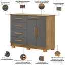 Ver imagem 3 de Cômoda Sapateira para Quarto 2 Portas 5 Gavetas Biana V01 Nature Alasca - Lyam Decor