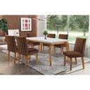 Ver imagem 1 de Sala de Jantar Completa Londrina C/tampo Madeirado Canto Reto 180x90cm e 6 Cadeiras Jade Imbuia -