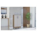 Ver imagem 2 de Guarda Roupa Casal Tóquio 6 Portas com Armário Multiuso 2 Portas Pequeno Damasco Off White -