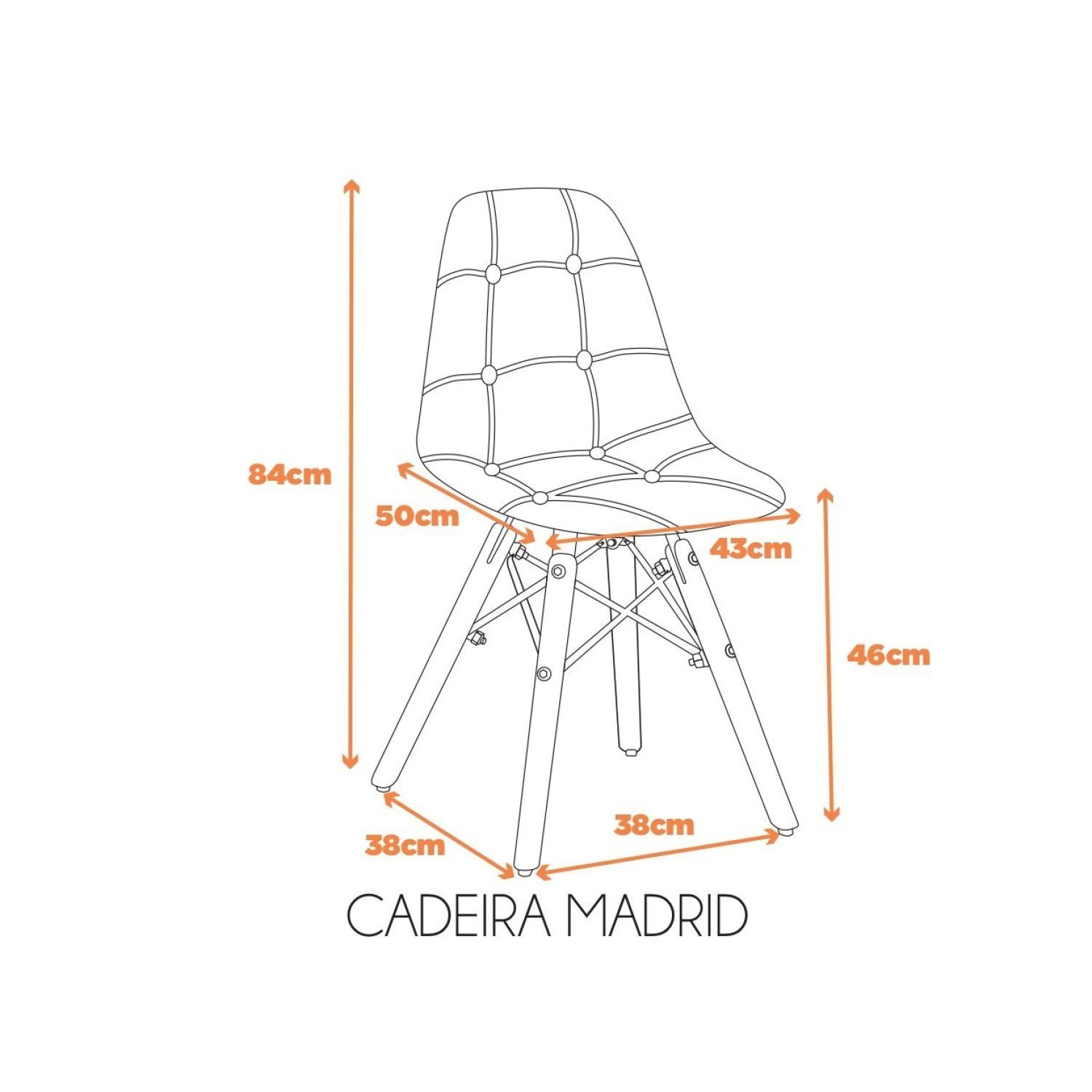 Kit 4 Cadeiras Eames Estofada em Couro Madrid  - 4