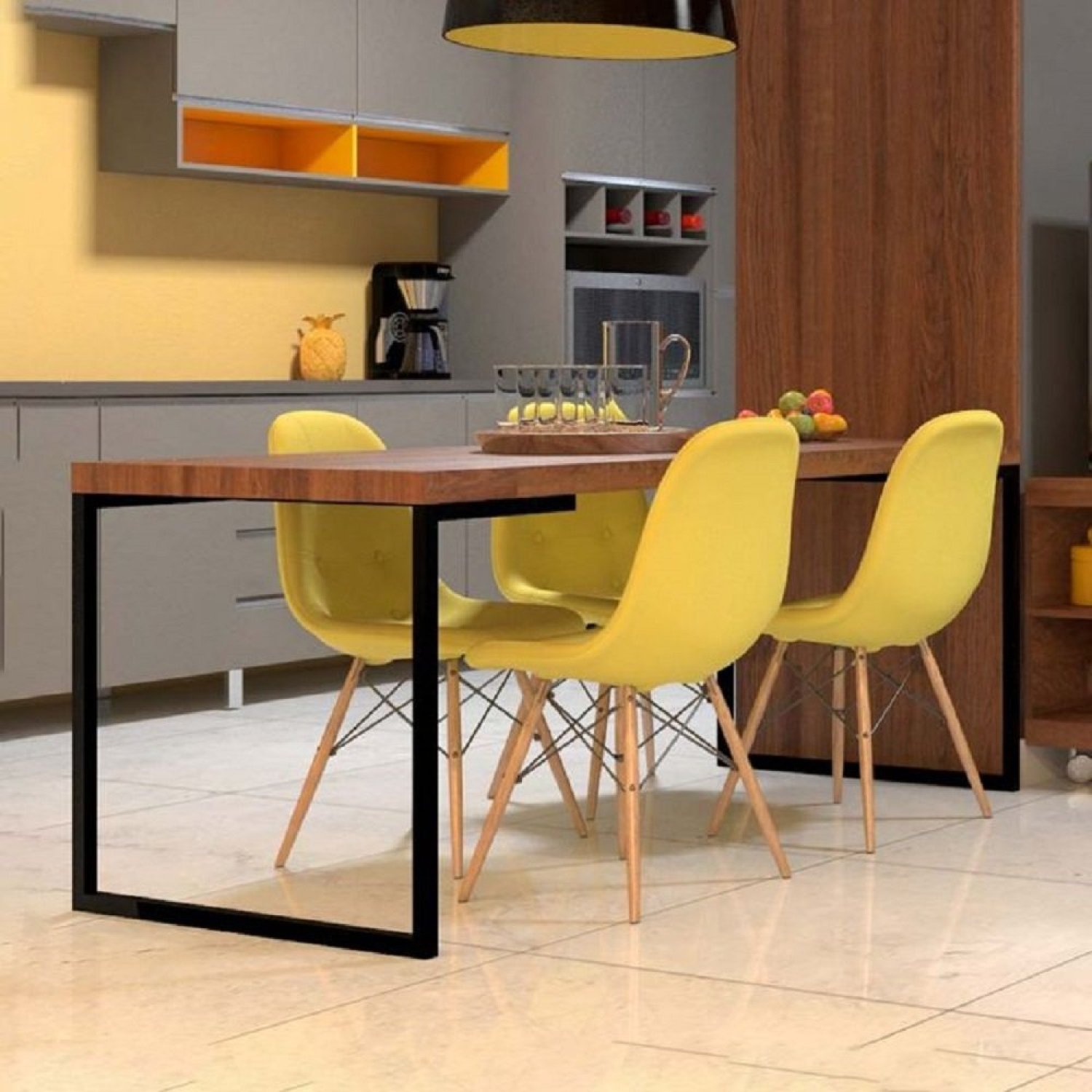 Kit 4 Cadeiras Eames Estofada em Couro Madrid  - 7