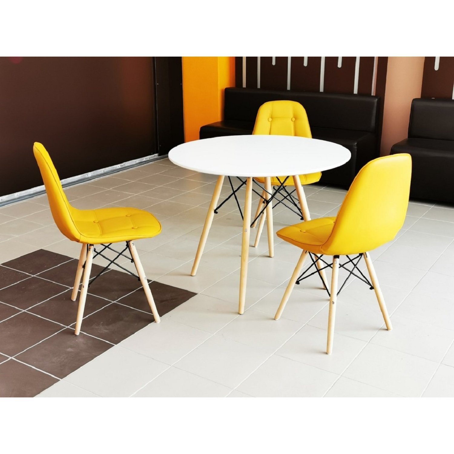 Kit 4 Cadeiras Eames Estofada em Couro Madrid  - 3