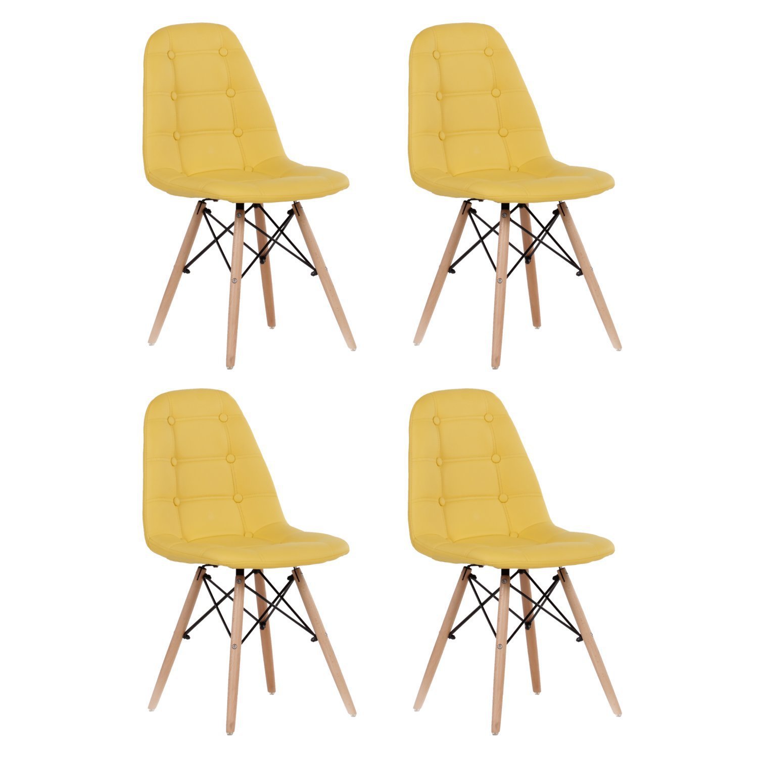 Kit 4 Cadeiras Eames Estofada em Couro Madrid  - 1