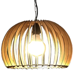 Lustre Luminária Pendente de Madeira Mdf Mod. Domo - 2