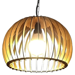 Lustre Luminária Pendente de Madeira Mdf Mod. Domo - 1
