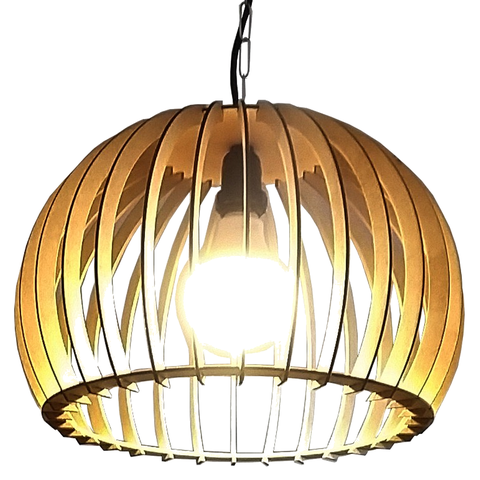 Lustre Luminária Pendente de Madeira Mdf Mod. Domo