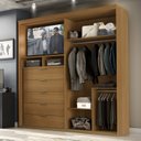 Ver imagem 3 de Guarda Roupa Ripado com Espelho Mdf 2 Portas 2,07m Autes Belmax:freijó/preto