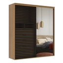 Ver imagem 4 de Guarda Roupa Ripado com Espelho Mdf 2 Portas 2,07m Autes Belmax:freijó/preto