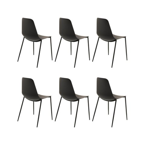 Kit 6 Cadeiras Polipropileno Miami Preto