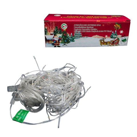 Cascata de Natal 231 Leds Fio de Fada Colorido- 8 Funções - Chibrali