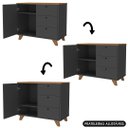 Ver imagem 6 de Balcão para Escritório 3 Gavetas 90cm Merano A06 Freijó/preto - Mpozenato