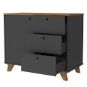 Ver imagem 5 de Balcão para Escritório 3 Gavetas 90cm Merano A06 Freijó/preto - Mpozenato