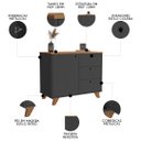 Ver imagem 3 de Balcão para Escritório 3 Gavetas 90cm Merano A06 Freijó/preto - Mpozenato