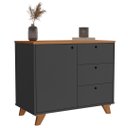 Ver imagem 1 de Balcão para Escritório 3 Gavetas 90cm Merano A06 Freijó/preto - Mpozenato