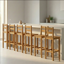 Ver imagem 1 de Kit 6 Banquetas Altas em Madeira Maciça Martin Espresso Móveis Marrom/Nogueira