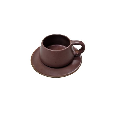 Xícara de Chá em Cerâmica com Pires Linha Sutil - Ateliê da Villa Púrpura