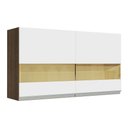 Ver imagem 1 de Armário de Cozinha Aéreo 120 cm 2 Portas com Vidro Rustic/Branco Glamy Madesa