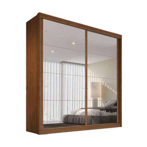 Guarda Roupa Mali 2 Portas de Correr 100 MDF com 02 Espelhos - Móveis Europa
