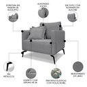 Ver imagem 3 de Poltrona para Sala Pés de Metal Vecchia S06 Linho Cinza - Mpozenato