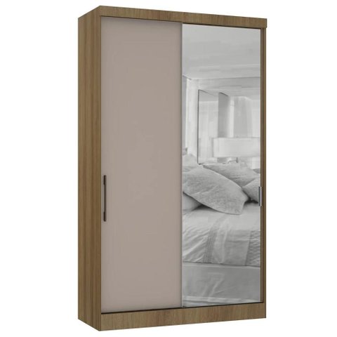 Guarda Roupa Solteiro 135cm 2 Portas e Espelho Delphi Avelã/cinnamon L01 - Mpozenato