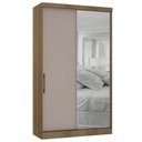 Ver imagem 1 de Guarda Roupa Solteiro 135cm 2 Portas e Espelho Delphi Avelã/cinnamon L01 - Mpozenato