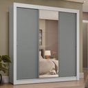 Ver imagem 1 de Guarda-roupa Casal 3 Portas de Correr com Espelho 4 Gavetas Branco/cinza Sublime Plus Madesa Branco/