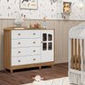 Cômoda Infantil Elô Peroba Branco Amêndoa Mdf 1 Porta Vidro - 6