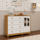 Ver imagem 6 de Cômoda Infantil Elô Peroba Branco Amêndoa MDF 1 Porta Vidro