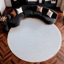 Ver imagem 1 de Tapete Redondo Sala Quarto 100% Algodão Estampa Zigzag Franja Lavável Antiderrapante Decoração Boho