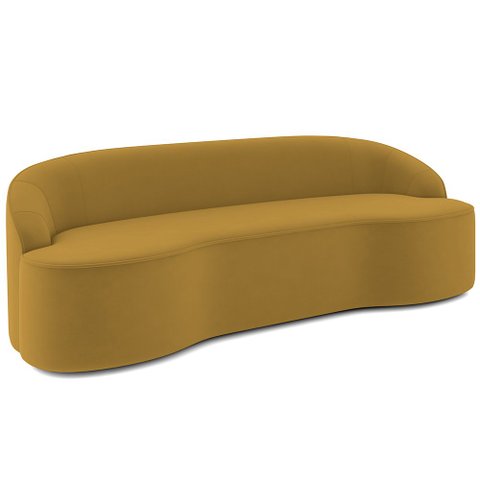 Sofá 5 Lugares Curvo Sala de Estar Living Lótus D02 Veludo Mostarda 300 cm C-279 - Lyam Lyam Decor