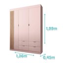 Ver imagem 4 de Guarda Roupa Infantil Ayla 3 Portas e 4 Gavetas Rosê Acetinado - Phoenix Baby