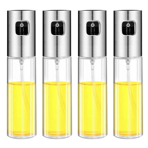 Kit 4 Porta Azeite Vinagre Spray Galheteiro Dosador Aço Inox 100ml