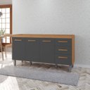 Ver imagem 2 de Balcão Gabinete de Pia Aurora 160cm Freijó/Cinza s/ Tampo 3 Portas 3 Gavetas - Nathan