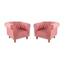 Ver imagem 1 de Duas Poltronas Chesterfield Capitone Suede Rosa Decorativa / Sala, Tv, Estar, Recepção