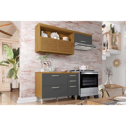 Cozinha Completa Princesa 2 Peças (1aéreo+1balcão) C2p45 Freijo/grafite - Nesher